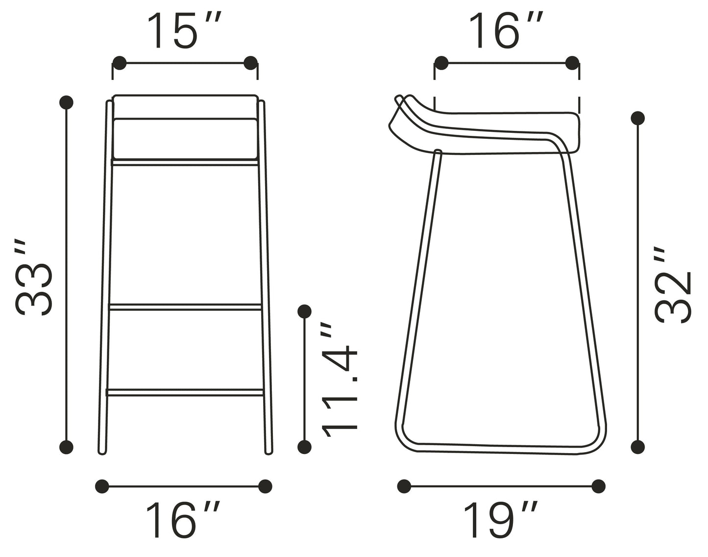 Wedge Barstool (Set of 2) White