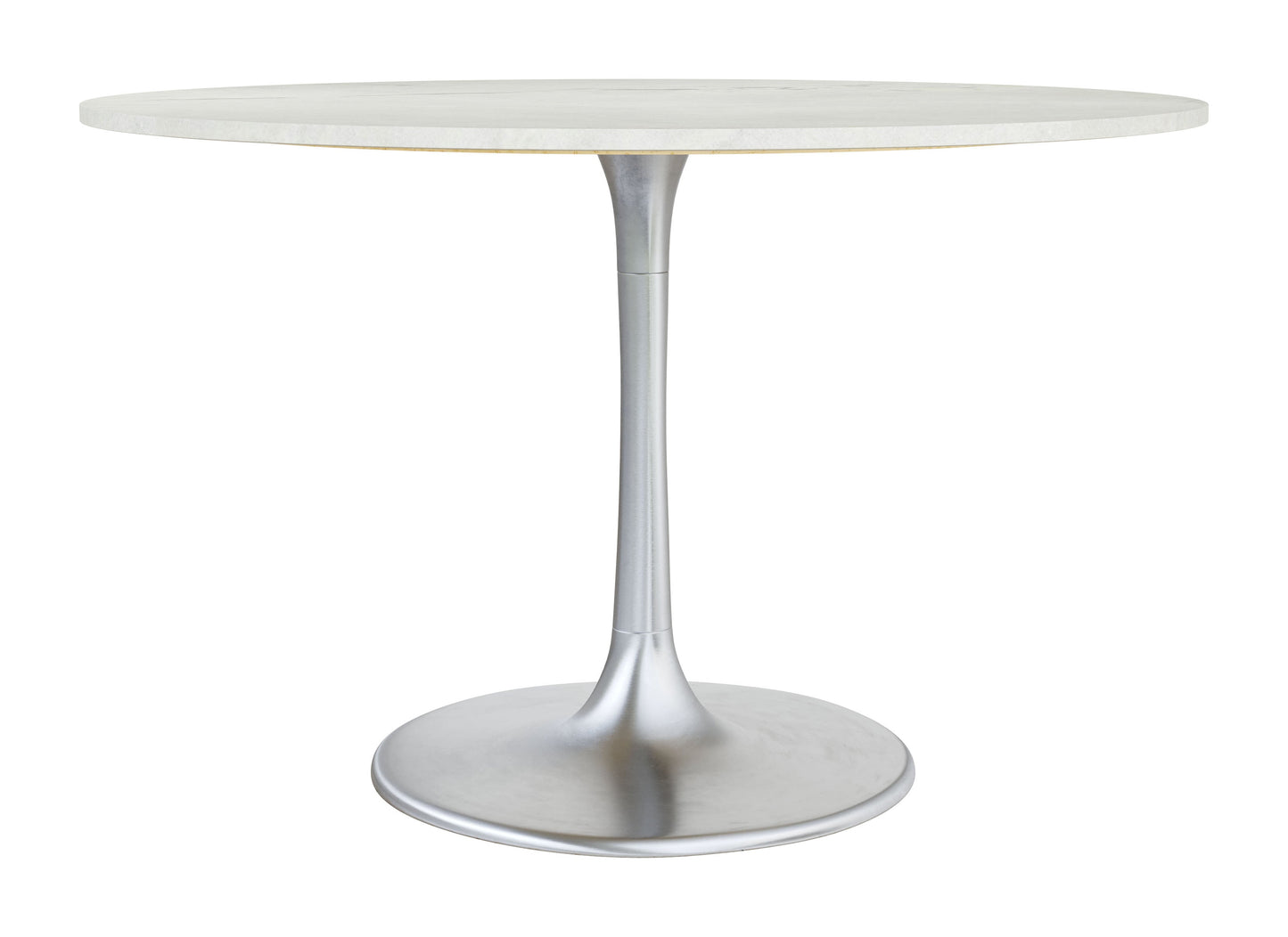 Gotham Dining Table 48" White & Silver