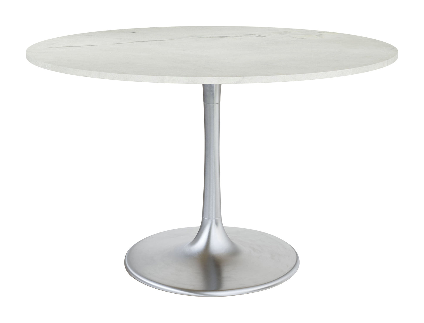 Gotham Dining Table 48" White & Silver